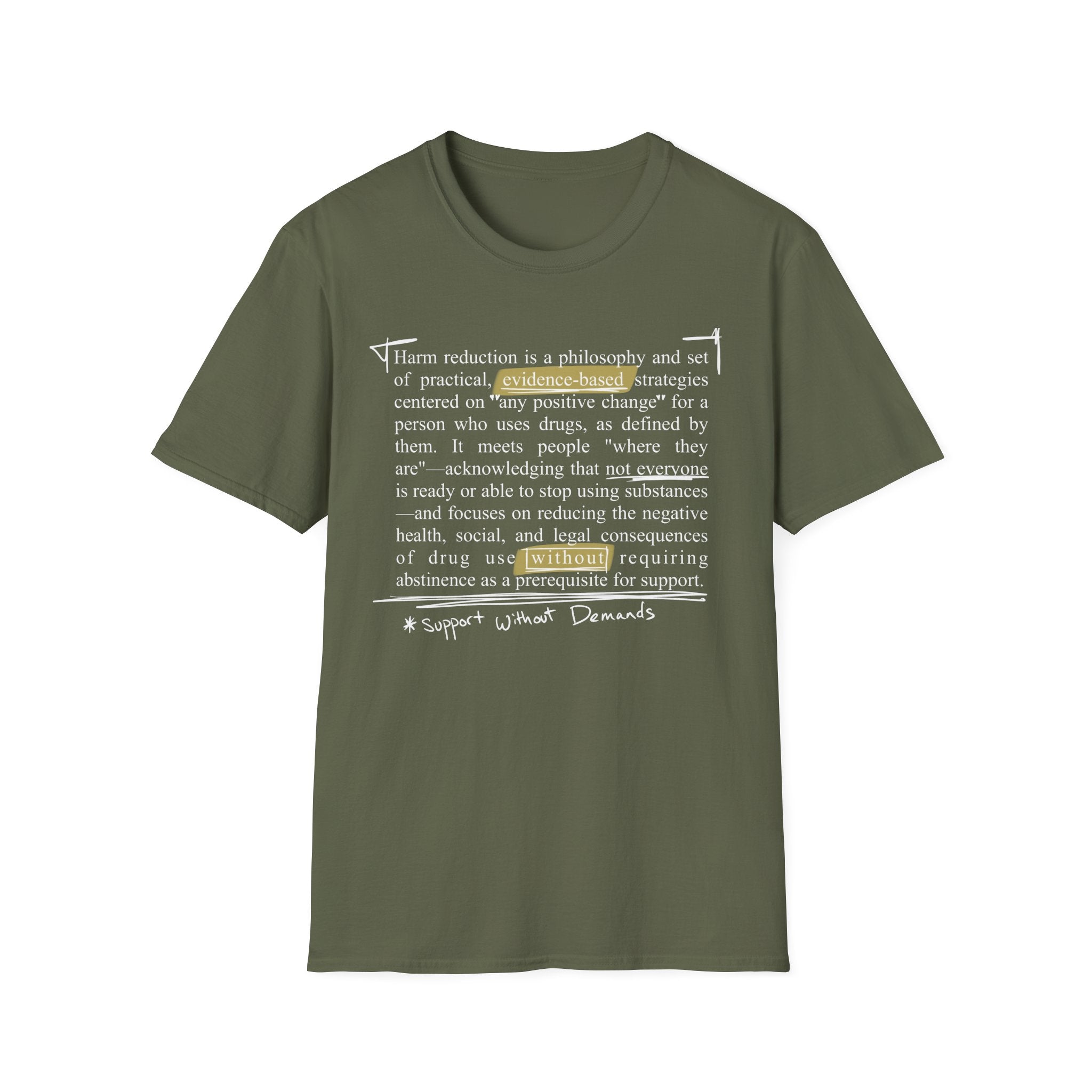 Harm Reduction Definition T-Shirt — Support Without Demands